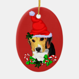 Adorno De Cerámica Navidades de Cute Beagle Puppy