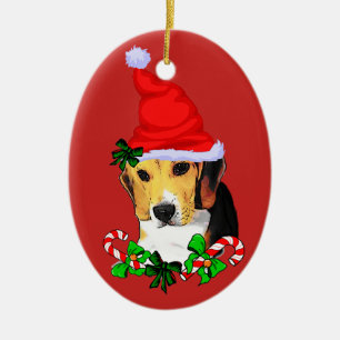 Adorno De Cerámica Navidades de Cute Beagle Puppy