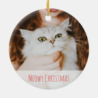 Adorno De Cerámica Navidades de Cute Cat Lover Winter Meowy