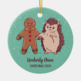 Adorno De Cerámica Navidades de Cute Hedgehog en vacaciones de invier