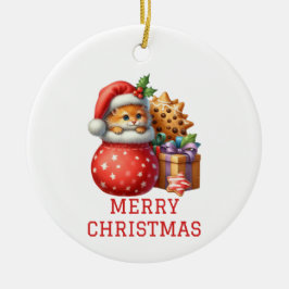 Adorno De Cerámica Navidades de Cute Kitten