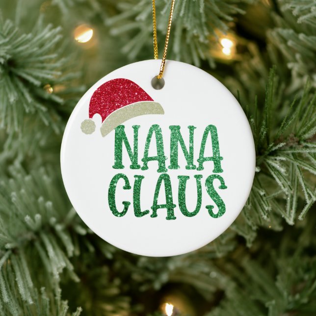 Adorno De Cerámica Navidades de Cute Nana Claus - Abuela personalizad (Árbol)