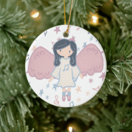Adorno De Cerámica Navidades de Cute Pastel Personalizado Angel Año