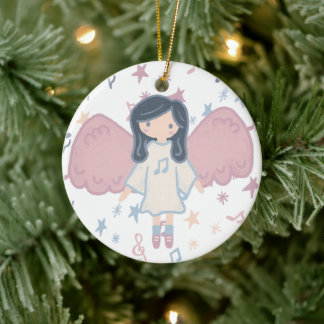 Adorno De Cerámica Navidades de Cute Pastel Personalizado Angel Año