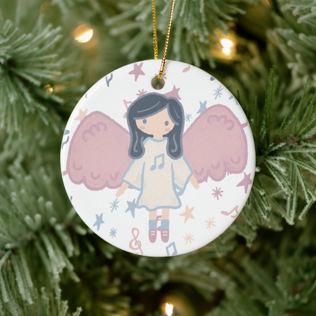 Adorno De Cerámica Navidades de Cute Pastel Personalizado Angel Año (Árbol)