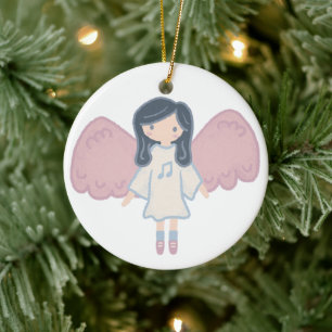 Adorno De Cerámica Navidades de Cute Pastel Personalizado Angel Año