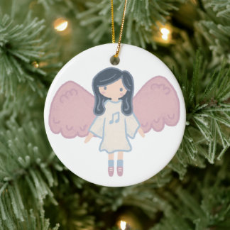 Adorno De Cerámica Navidades de Cute Pastel Personalizado Angel Año