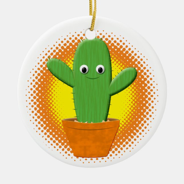 Adorno De Cerámica Navidades de Cute Personalizado Cactus (Frente)