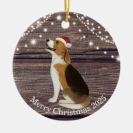 Adorno De Cerámica Navidades de Cute Santa Hat Beagle