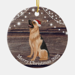 Adorno De Cerámica Navidades de Cute Santa Hat German Shepherd