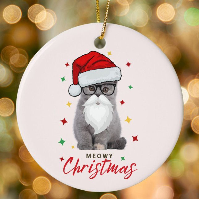 Adorno De Cerámica Navidades de Cute Santa Kitten Meowy (Subido por el creador)
