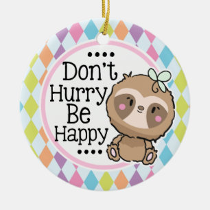 Adorno De Cerámica Navidades de Cute Sloth Argyle Be Happy
