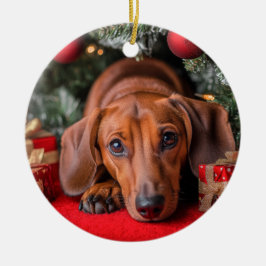 Adorno De Cerámica Navidades de Dachshund