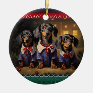 Adorno De Cerámica Navidades de Dachshund