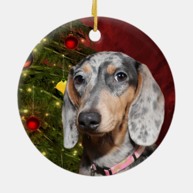 Adorno De Cerámica Navidades de Dachshund (Atrás)