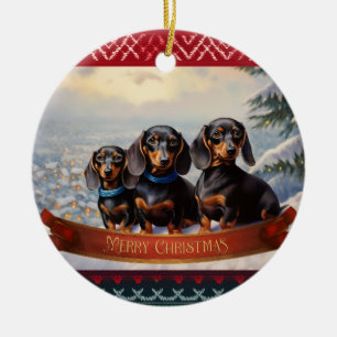 Adorno De Cerámica Navidades de Dachshund