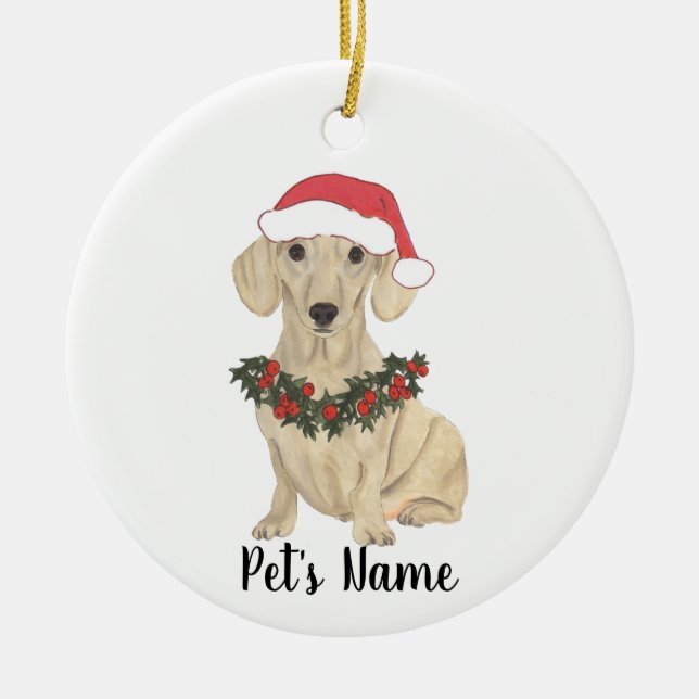 Adorno De Cerámica Navidades de Dachshund con crema suave personaliza (Frente)