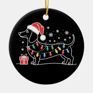 Adorno De Cerámica Navidades De Dachshund Encenden Navidad De Perro D