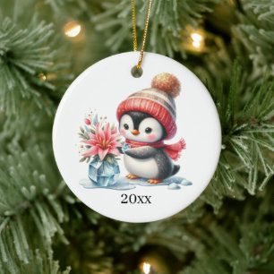 Adorno De Cerámica Navidades de datos y mensajes para agregar pingüin