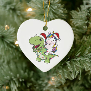 Adorno De Cerámica Navidades de dinosaurios Unicorn Invierno T-Rex Di