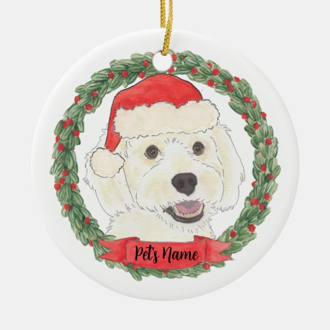 Adorno De Cerámica Navidades de Doodle de Crema Blanca Personalizados (Frente)