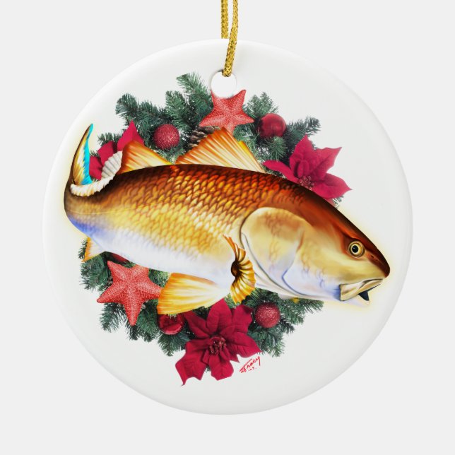 Adorno De Cerámica Navidades de Drummer Rojo (Frente)