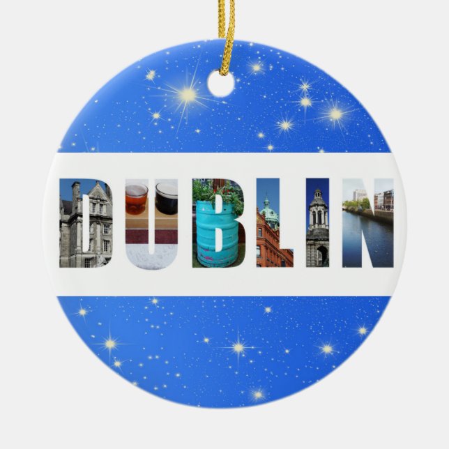 Adorno De Cerámica Navidades de Dublin Ireland City Travel Photos (Frente)
