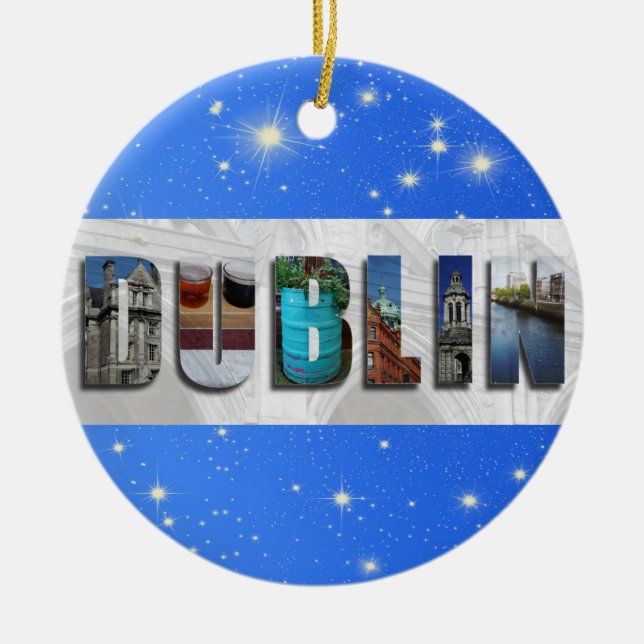 Adorno De Cerámica Navidades de Dublin Ireland City Travel Photos (Frente)