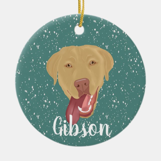 Adorno De Cerámica Navidades de Dudley Labrador personalizados (Frente)
