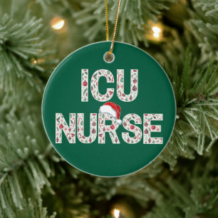 Adorno De Cerámica Navidades de enfermeras de la ICU personalizadas c