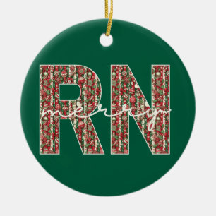 Adorno De Cerámica Navidades de enfermeras de RN personalizadas