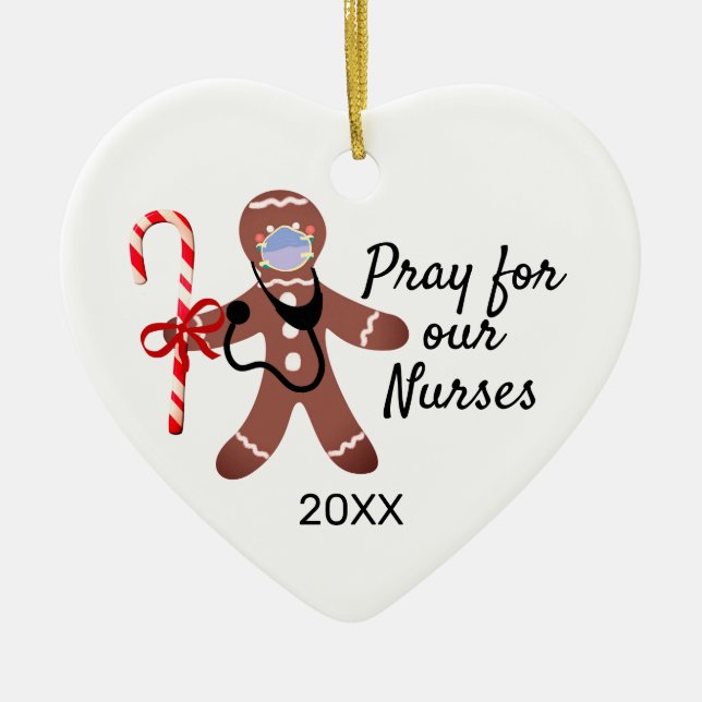 Adorno De Cerámica Navidades de enfermería cóvid máscara facial hombr (Frente)