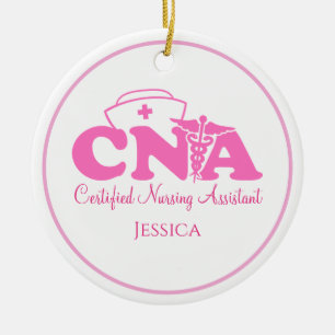 Adorno De Cerámica Navidades de enfermería de CNA blanco rosado perso