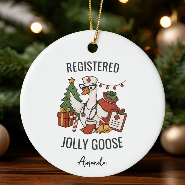 Adorno De Cerámica Navidades de enfermería de Jolly Goose Personaliza (Subido por el creador)