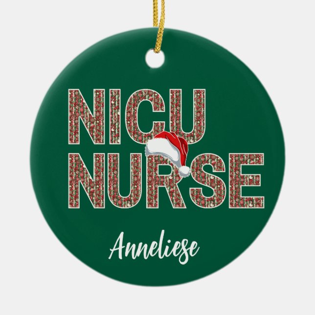 Adorno De Cerámica Navidades de enfermería de la NICU personalizados  (Frente)