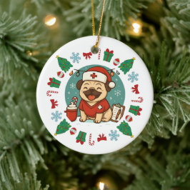 Adorno De Cerámica Navidades de enfermería de perro personalizados ad