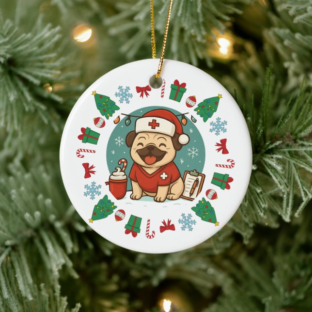 Adorno De Cerámica Navidades de enfermería de perro personalizados ad (Árbol)