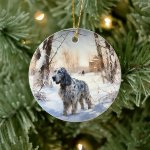 Adorno De Cerámica Navidades de English Setter Let It Snow