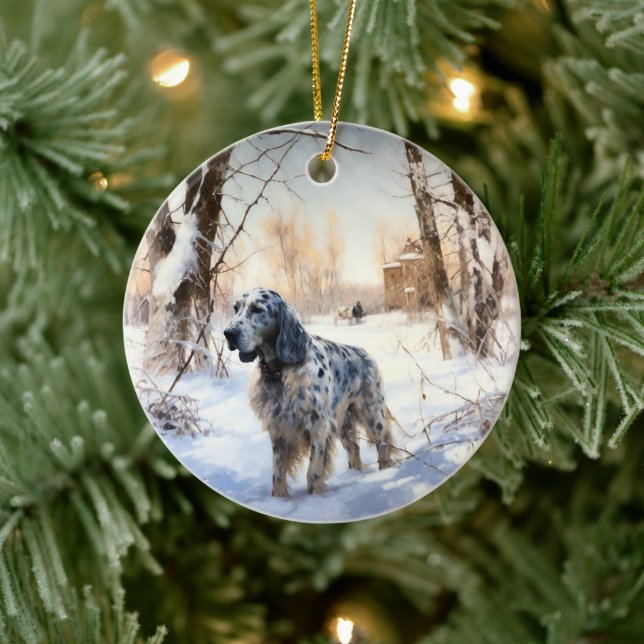 Adorno De Cerámica Navidades de English Setter Let It Snow (Árbol)