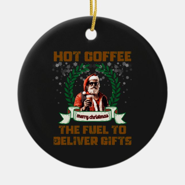 Adorno De Cerámica Navidades de entrega navideña en el café de Santa  (Frente)