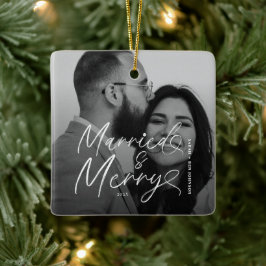 Adorno De Cerámica Navidades de escritura casados y casados modernos