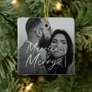 Adorno De Cerámica Navidades de escritura casados y casados modernos