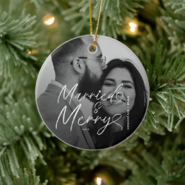 Adorno De Cerámica Navidades de escritura casados y casados modernos