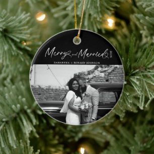 Adorno De Cerámica Navidades de escritura modernos y casados recién c