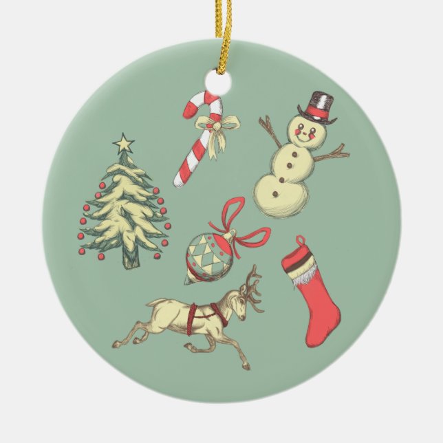 Adorno De Cerámica Navidades de estilo vintage (Frente)