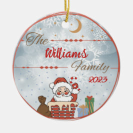 Adorno De Cerámica Navidades de familia bajan la chimenea