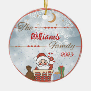 Adorno De Cerámica Navidades de familia bajan la chimenea