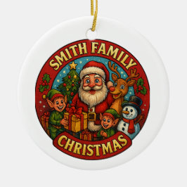 Adorno De Cerámica Navidades de familia festiva editable