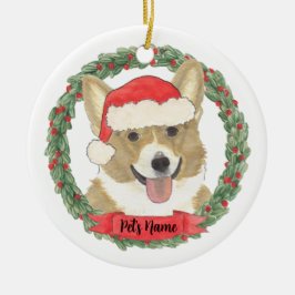 Adorno De Cerámica Navidades de Fawn Corgi personalizados