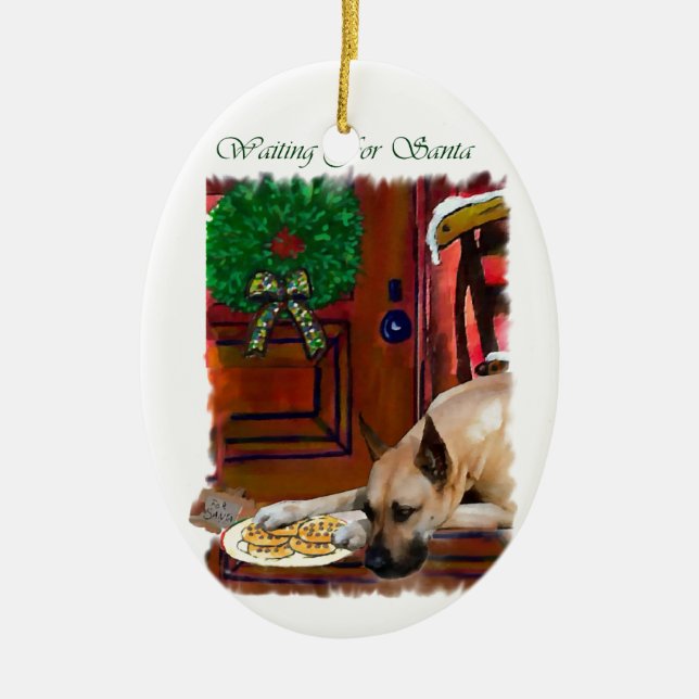 Adorno De Cerámica Navidades de Fawn Great Dane (Frente)